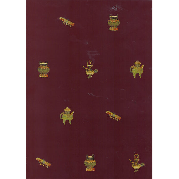 Wrapping Paper-burgandy background with antique tripods