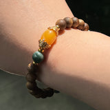 Fine Agar Wood with Sterling Silver and Natural Gemstones Bracelet (pick up at store only)
