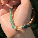 Fine Agar Wood with Sterling Silver and Natural Gemstones Bracelet (pick up at store only)