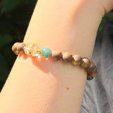 Fine Agar Wood with Sterling Silver and Natural Gemstones Bracelet (pick up at store only)