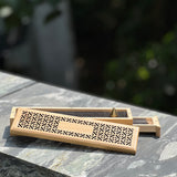 Ambergris Incense blended with nearly 20 distinct natural botanicals. 11 incense sticks, bronze stand in two tiered wood box (pick up at store only)