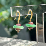 Fei Cui Earrings with Tourmaline (pick up at store only)