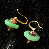 Fei Cui Earrings with Tourmaline (pick up at store only)