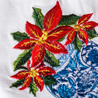 100% COTTON NAPKIN 4PC SET: Embroidered Christmas Chinoiserie