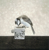 Note Card-Bird and Feeding Bowl (1) by David Hu (single)