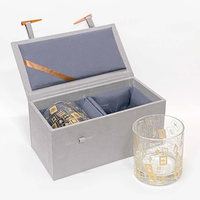 Gold Mahjong Mix Etched Whiskey Glass Set