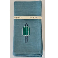 Petrol Blue Napkins with Lanterns - Set of 4