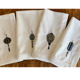 Set of 4 White Napkins with Lanterns