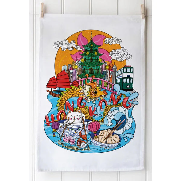 TEA TOWEL - HONG KONG DRAGON