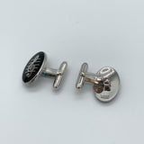 Treble clef cufflinks, enamel and sterling silver (CL-T17)