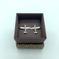 Plane with target cufflinks, enamel and sterling silver (CL-T03)
