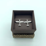 Plane with target cufflinks, enamel and sterling silver (CL-T03)