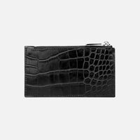 Croc-Effect Zipped Cardholder (Black)