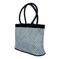 Upcycled Ring Pull Tote Bag (Silver & Blue) [升級再造]手工編織拉環手提包 (銀色及深藍色)