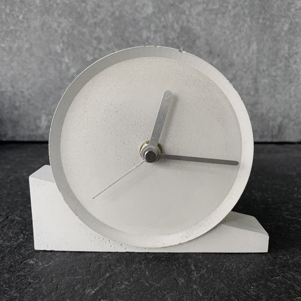 Concrete Round+triangle Clock on Desk