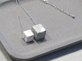 Minimal sterling silver necklace with Marbling concrete beads (pick up at store only)