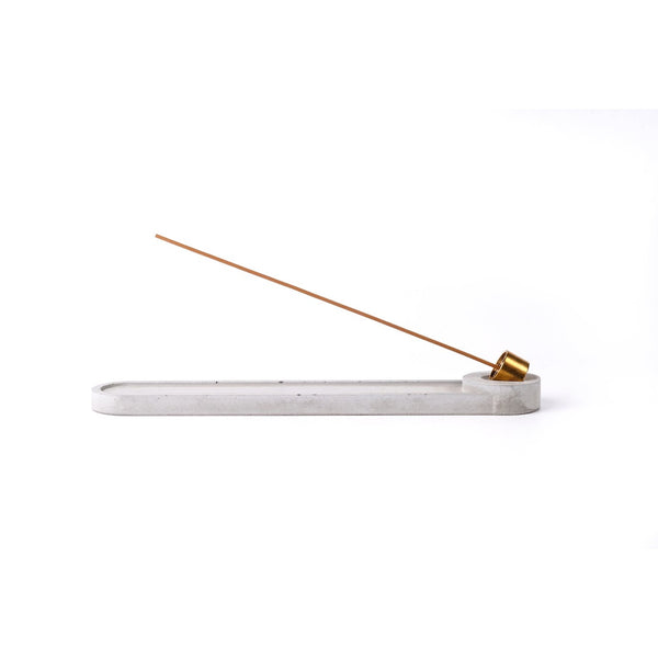 Concrete Long+Round-shaped Incense Holder
